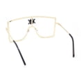 thumbnail image 4 of Womens Rhinestone Shield Lace Mesh Lens Luxury Metal Rim Sunglasses Gold Blue, 4 of 4