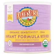 (4 Pack) Earth's Best Organic Sensitivity Low Lactose Infant Formula with Iron, Omega-3 DHA and Omega-6 ARA, 21 oz. Can
