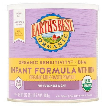 (4 Pack) Earth's Best Organic Sensitivity Low Lactose Infant Formula with Iron, Omega-3 DHA and Omega-6 ARA, 21 oz. Can