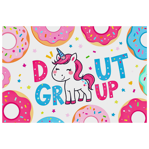 Cute Unicorn Themed Backdrop Banner with Donut Elements and Stars for Kids Party Birthday Decoration Photo Booth Decorations Party Supplies