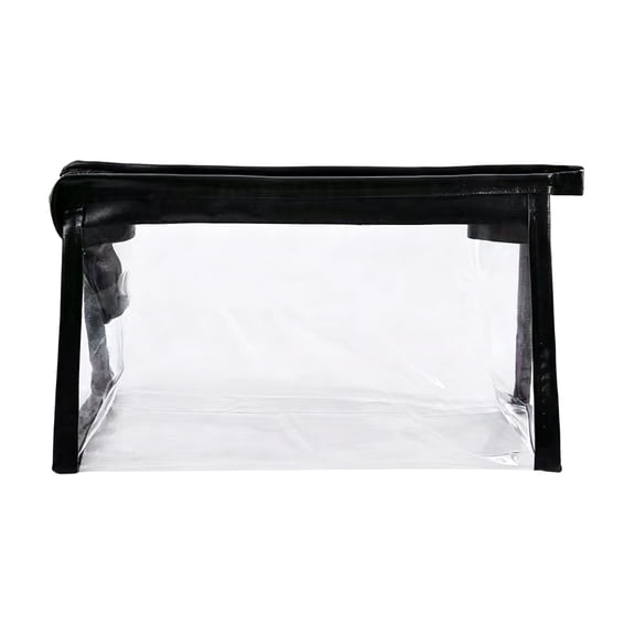 Clear Waterproof Pencil Cases Simple Aesthetic Cosmetic Bag with Zipper Fashion Makeup Organizing Bags Travel Toiletry Pouch Black One Size
