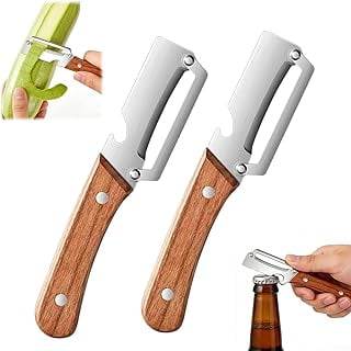 Multi-Functional Vegetable Peeler for Kitchen, Stainless Steel Blade with Wooden Handle, Manual Fruit Potato Apple Peeler for Carrot Zucchini Kitchen Tool