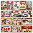 thumbnail image 1 of 14 Piezas Placa Metal Rectangular Pintura Hierro Esso Gasolinera Serie Arte 20x30cm, 1 of 9