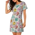 thumbnail image 2 of Naloa Skull and Flowers Print Women Nightgowns,Womens Loungewear,Short Sleeve Sleepwear,Comfy Ladies Nightdress, 2 of 6
