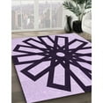 thumbnail image 3 of Ahgly Tapis Rond Lavable en Machine Intérieur Transitionnel Fleur Rose, 6 Pieds Rond, 3 of 7