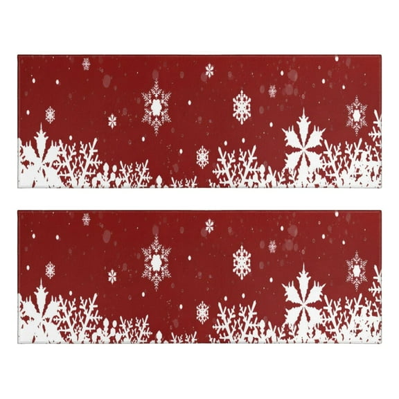 Kitchen Rugs Sets Of 2,Red Christmas Snowflake Pattern Anti Fatigue Kitchen Mat Rugs Non Slip Washable,Decorative Kitchen Floor Mats for Kitchen,Sink,Laundry,17"X47"