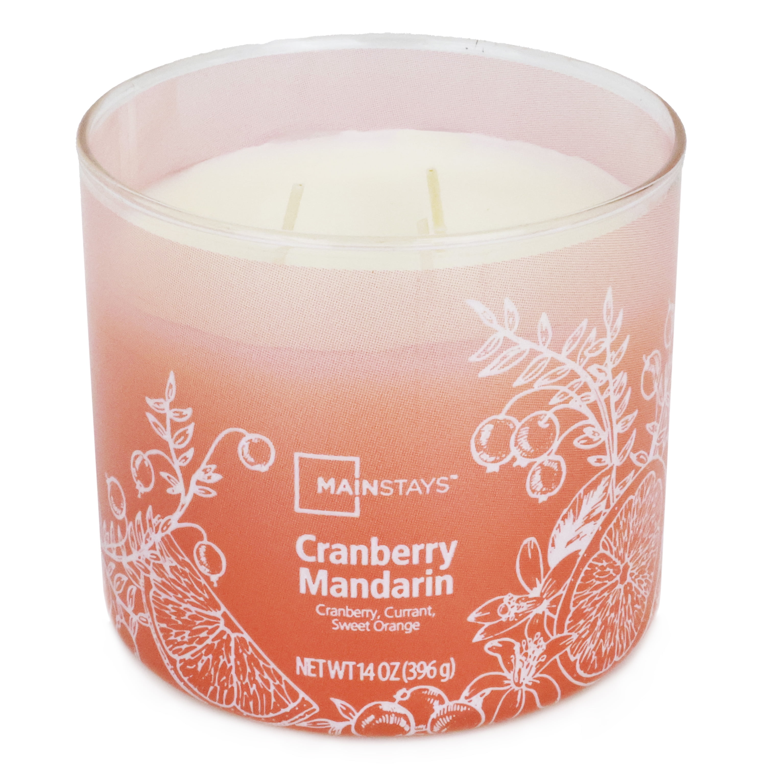 Mainstays Cranberry Mandarin 20oz Single-Wick Jar Candle - Pack Of 2, Large Glass Jar