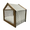 thumbnail image 2 of Geometric Pet House, Prehistoric Symmetrical Circles Intersecting Geometric Latticework Print, Outdoor & Indoor Portable Dog Kennel with Pillow and Cover, 5 Sizes, Dimgray and Beige, by Ambesonne, 2 of 5