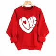 thumbnail image 2 of Fewfanhot Women's Tops, Tees & Blouses Valentine's Day Love Heart Print Long Sleeve Crewneck Casual Cute Red Sweatshirt, 2 of 7