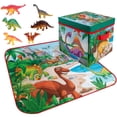 thumbnail image 1 of 6PCS Dinosaur Playset Portable Funny Dinosaur Toy Table Ornament with Play Mat, 1 of 10
