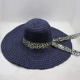 thumbnail image 3 of Lolmot Women Beach Hat Big Brim Straw Hat Sun Floppy Wide Brim Travel Hats Leopard Print Bowknot Summer Beach Cap Panama Hat Sun Protection Hat, 3 of 3