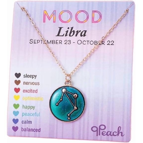 Temperature Sensing Color Changing Mood Pendant Necklace 12 Constellation Zodiac Necklace with Message Card for Women Astrology Horoscope Jewelry Birthday Gifts[a049]