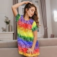thumbnail image 3 of Balery Colorful Tie Dye Camisón de manga corta con cuello redondo para mujer, cómodo y elegante., 3 of 6