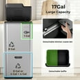 thumbnail image 3 of mVm 16 Gal Stainless Steel Trash Can , Dual Compartment (32L+28L) Brushed Steel Garbage Bin with Lid and Odor Filter, 3 of 6