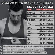Men's Motorbike Leather Jacket Distress Zip Up Motorcycle Protection Jackets All Black-5XL