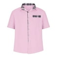 thumbnail image 5 of Puntoco Men's Fashion Casual Solid Color Short Sleeve Turndown Collar Blouse Shirt Pink 16(XXXXL), 5 of 6