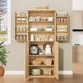 thumbnail image 2 of 30''Wx15.75''Dx72''H Oak Modern Fluted Kitchen Pantry with 6 Door Shelves, 2 of 9
