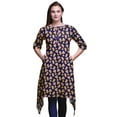 thumbnail image 1 of Bimba Kurti Asymétrique à Imprimé Floral de Roses Grandiflora Bleues pour Femmes, Robe d'Été Indienne Tunique, Moyen, 1 of 6