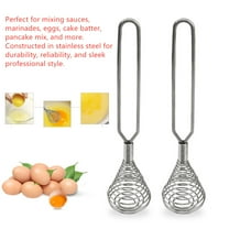 Stainless Steel Rotating Hand Press Whisk | Food Grade Whip Beater | Oval Design | Rustproof | Easy to Clean | Blends Faster Than Standard Whisks | 22x5cm | 1 Pack