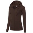 thumbnail image 2 of A2Y Women's Casual Fitted Lightweight Pocket Zip Up Hoodie Brown 3XL, 2 of 3
