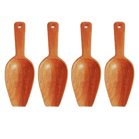 

diollo Hand Made Neem Wood Scoop Spoon for Measuring Flour Grains Rice Sugar (Set of 4)