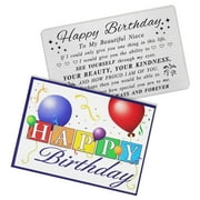 DEGASKEN Birthday Card for Niece Adult, Teen Girls Niece Birthday Cards, Metal Wallet Card