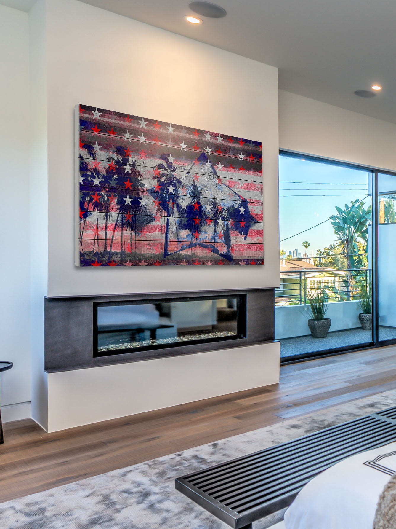 Parvez Taj "Stars and Palms" Print on White Wood