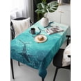 thumbnail image 6 of Ocean Shark Table Cloth, Teal Green Wave Summer Beach Coastal Waterproof Tablecloth for Rectangle Tables, Reusable Washable Fabric Table Cover for Restaurant Kitchen Dining Tables 54"x108", 6 of 6