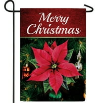 America Forever Merry Christmas Poinsettia House Flag, 28 x 40 inch Double Sided, Holiday Ornaments Banner, Festive Flowers Outdoor Decor, Christmas Beauty Flag, Seasonal Yard Decoration