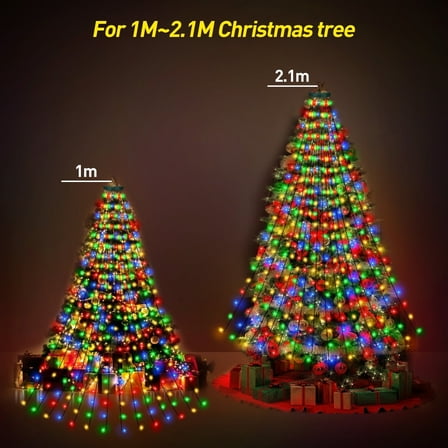 6FT (1.75M) Groups Lights Christmas Tree Ring Light Ring Type Simple Installation Colorful Lights Atmosphere Decorative Waterfall