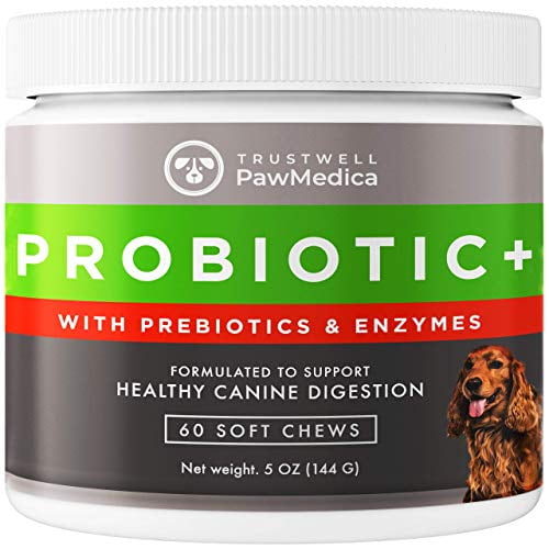PawMedica Dog Probiotics and Digestive Enzymes, Probiotics for Dogs Made in USA, Pet Probiotic Chews for Dogs, Prebiotics & Probiotic Dog Digestive Support, Probiotic Treats - 60 Dog Pr