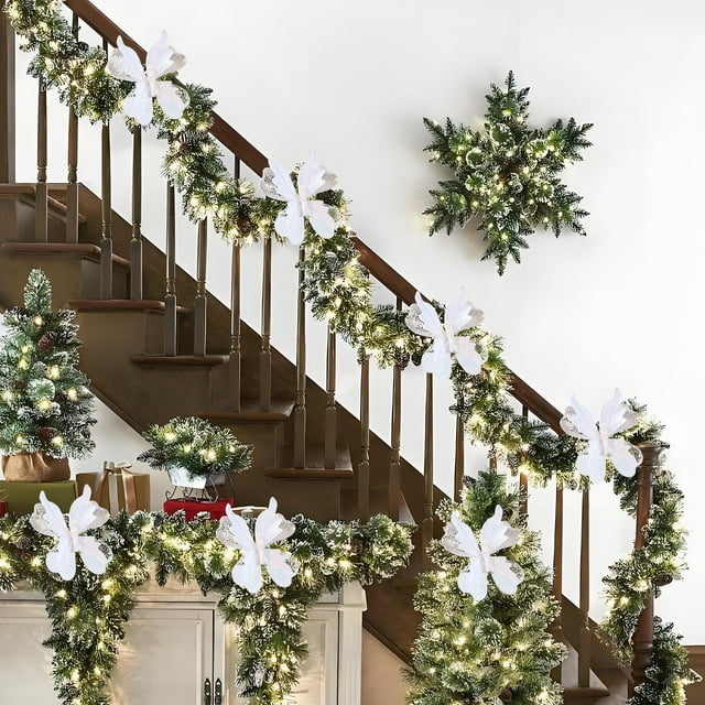Figura Decorativa Navideña de Imitación | Adorno de Plástico para Árbol de Navidad con Borde de Malla y Perlas Brillantes | Decoración Navideña con Clip para Árboles, Coronas, Regalos, Fiestas y Manu