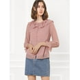 thumbnail image 4 of INSPIRE CHIC Women's Ruffle Neck Polka Dots Sheer Chiffon Blouse, 4 of 4