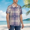 thumbnail image 5 of Xecao Heart Check Plaid print Hawaiian shirt - a stylish short-sleeve button-down for men, perfect for casual beach and tropical outings., 5 of 9