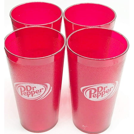 

Dr. Pepper Logo Red Plastic Tumblers Set of 4-16oz