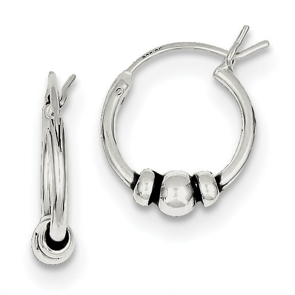 Primal Silver Sterling Silver Antiqued Beaded Hoop Earrings