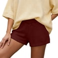 thumbnail image 3 of Micro Shorts for Women 2026 Summer Elastic High Waist Knitted Wide Leg Casual Shorts Loungewear, 3 of 5
