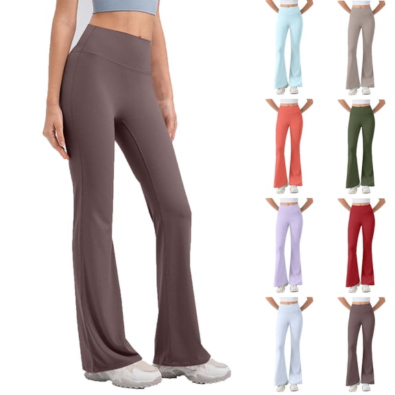 MASRIN Yoga Pants for Women Stretch High Waisted Tummy Control Flared Leggings Solid Color Slim Fit Jegging Athletic Pant Blue M
