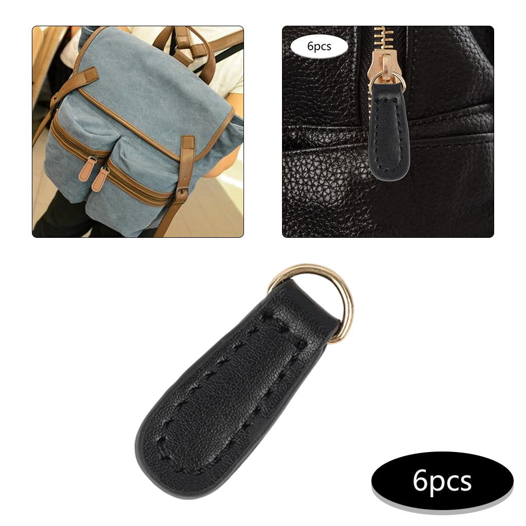 HOMYL 6x 6x Zipper Pull Fixer Craft PU Leather Zipper Tags for Luggage Handbags Purses