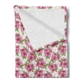 thumbnail image 2 of Almond Blossom Soft Flannel Fleece Throw Blanket, Cherry Blossom Pattern with Foliage Leaves Oriental Flowers, Cozy Plush for Indoor and Outdoor Use, 50" x 70", Pink Green and White, by Ambesonne, 2 of 5