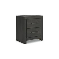 Signature Design by Ashley Granaport Two Drawer Night Stand with USB Charging, Dark Gray
