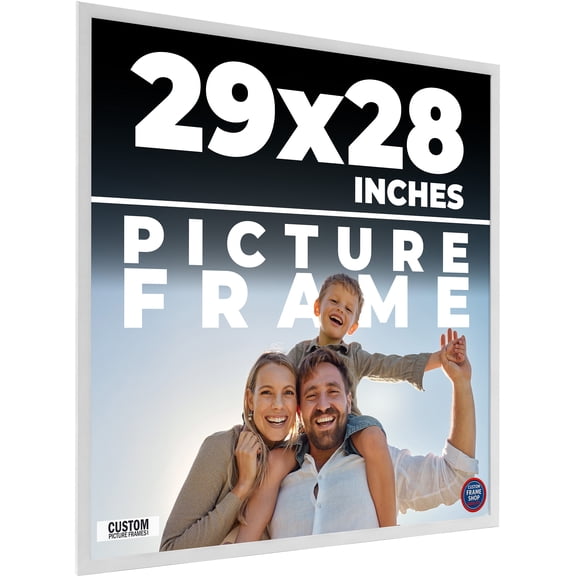 29x28 Frame White Solid Wood Picture Frame Includes UV Acrylic Shatter Guard Front, Acid Free Foam