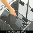 thumbnail image 3 of mDesign Portable Laundry Sorter with Wheels/Steel Hanging Bar - Satin/Dark Gray, 3 of 8