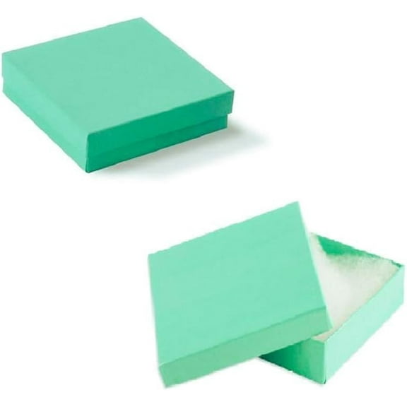16 Pack Cotton Filled Teal Blue Color Jewelry Gift and Retail Boxes 3 X 3 X 1 Inch Size by R J Displays