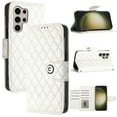 thumbnail image 5 of Elegant PU Leather Wallet Case for Samsung Galaxy S24 Ultra with Wrist Strap, Women Girls Shockproof Kickstand Magnetic Closure Card Slots Rugged Phone Case Cover for Samsung Galaxy S24 Ultra, White, 5 of 7