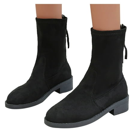 

Tangnade Boots for Women on Sale Women s Vintage Bandage Round Toe Plus Velvet Short Naked Boots Shoes