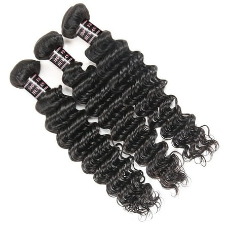 Allove 7A Brazilian Deep Wave Virgin Hair 3pcs/Lot 100% Deep Curly Virgin Human Hair Bundles,