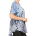 thumbnail image 3 of Sakkas Taylay Ombre Tie Dye Batik Long Embroidered Corset Neck Blouse Shirt Top - Indigo - One Size, 3 of 5
