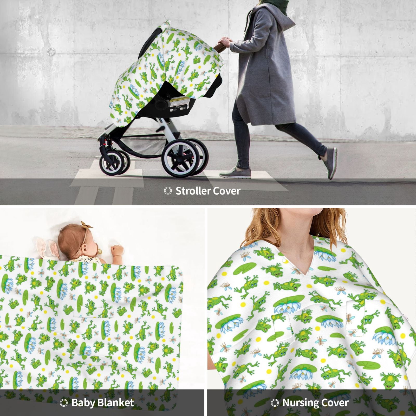 Car Seat Cover Baby - Frogs Jumping Breathable Infant Car Seat Cover for Baby Carseat, Lightweight Comfort Baby Essentials Must Haves Newborn Stuff for Girl Boy