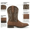 thumbnail image 3 of Rollda Men's Cowboy Boots, Western Mid-Calf Chunky Heel Square Toe, Dark Brown, Size 9, 3 of 7